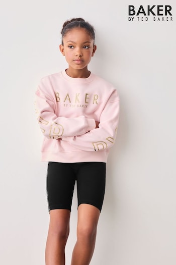 Baker by Ted Baker Pink Branded Back Sweater And Cycling Shorts Set (K88224) | £32 - £37