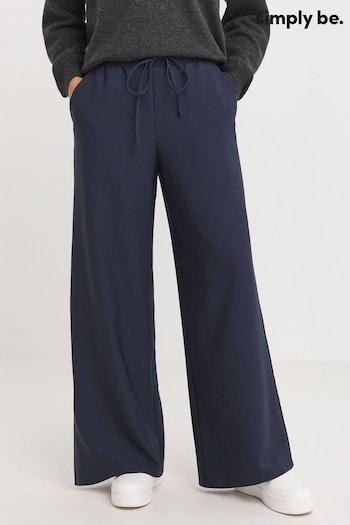 Simply Be Blue Drawcord Wide Leg Patrizia Trousers (K88291) | £30