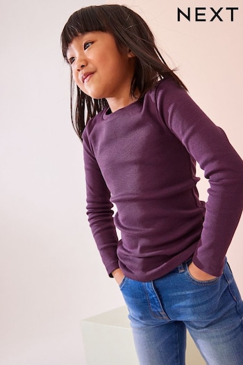 Purple 1 Pack Long Sleeve Ribbed Top (3-16yrs) (K88357) | £5 - £8