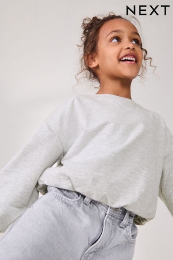 Grey Boxy Bubble Hem 100% Cotton Sweatshirt (3-16yrs) (K88381) | £6 - £9