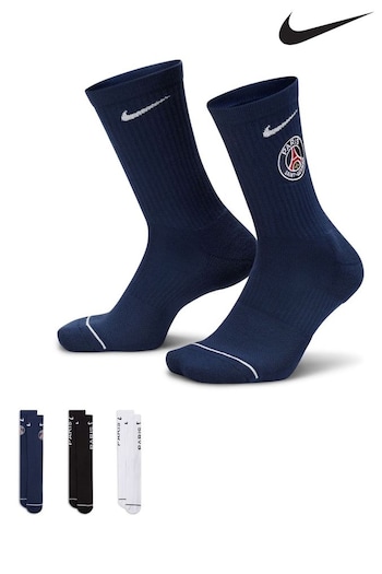 Nike Black Paris Saint Germain Everyday Socks 3 Pairs (K88957) | £20