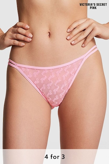 Victoria's Secret PINK Pink Bubble Cheeky Flocked Mesh Strappy Knickers (K89087) | £9