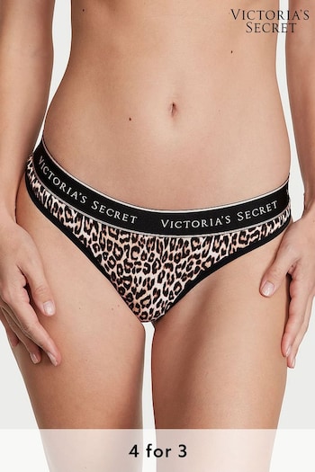 Victoria's Secret Leopard Brown Basic Instincts Thong Logo Knickers (K89094) | £9