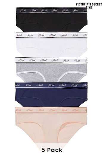 Victoria's Secret PINK Black/White/Nude/Grey/Navy Blue Hipster Multipack Knickers (K89104) | £27