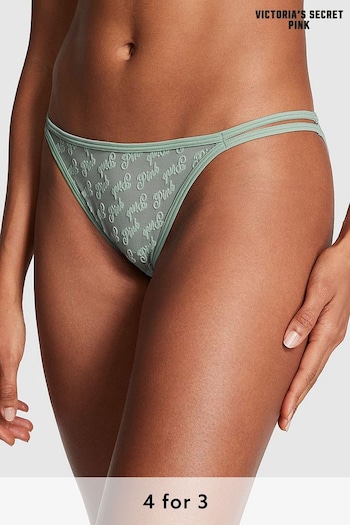 Victoria's Secret PINK Iceberg Green Cheeky Flocked Mesh Strappy Knickers (K89105) | £9