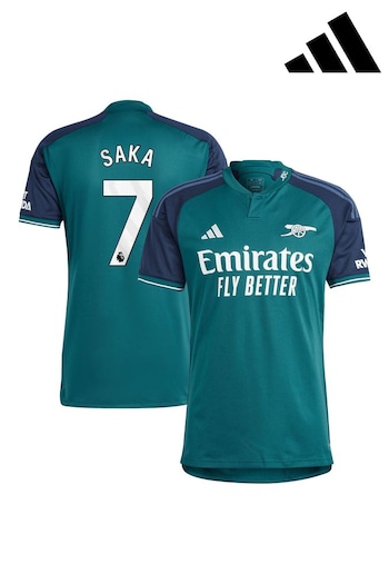 adidas Green Arsenal Third Shirt 2023-24 - Saka 7 (K89195) | £95