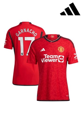 adidas fall Red Manchester United EPL Home Authentic Shirt 2023-24 - Garnacho 17 (K89222) | £125