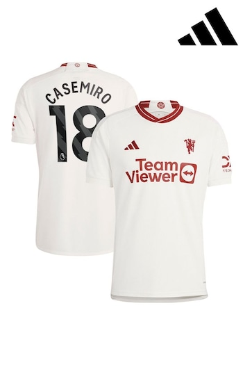 adidas White Manchester United EPL Third Shirt 2023-24 - Casemiro 18 (K89284) | £98