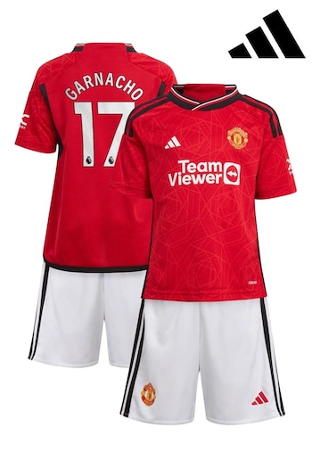adidas Red Manchester United EPL flag Mini Kit 2023-24 - Garnacho 17 Minikit (K89301) | £68