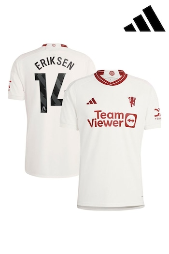 der White Manchester United EPL Third Shirt 2023-24 - Eriksen 14 (K89325) | £95