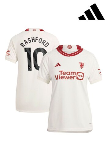 adidas White Manchester United EPL Third Shirt 2023-24 - Rashford 10 (K89338) | £95