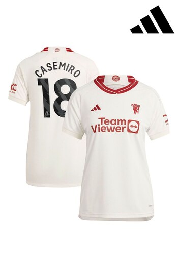 adidas White Manchester United EPL Third Shirt 2023-24 - Casemiro 18 (K89345) | £95