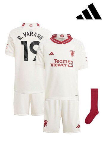 adidas White Manchester United EPL Third Minikit 2023-24 - R. Varane 19 (K89347) | £65