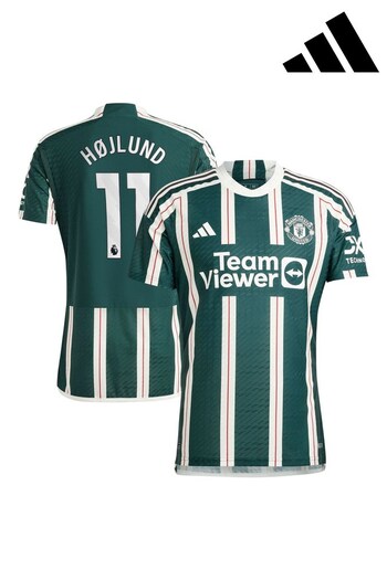 adidas Green Manchester United EPL Away Authentic Shirt 2023-24 - Hojlund 11 (K89387) | £125