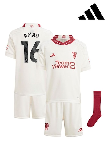 adidas White Manchester United EPL Third Minikit 2023-24 - Amad 16 Minikit (K89388) | £68