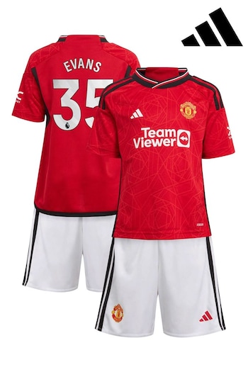 adidas hoop Red Manchester United EPL Home Mini Kit 2023-24 - Evans 35 Minikit (K89391) | £68