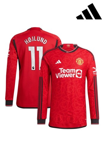 adidas Red Manchester United Home Authentic Shirt 2023-24 - Hojlund 11 (K89399) | £138