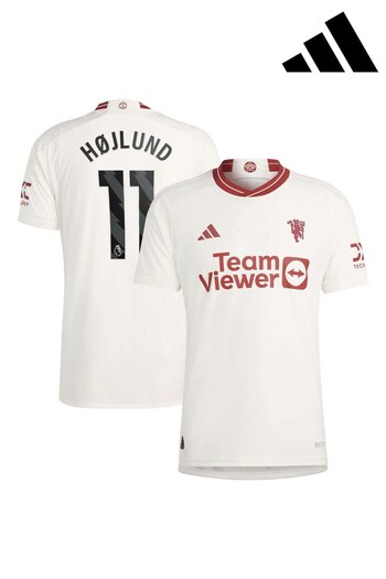 adidas White Manchester United EPL Third Authentic Shirt 2023-24 - Hojlund 11 (K89400) | £128