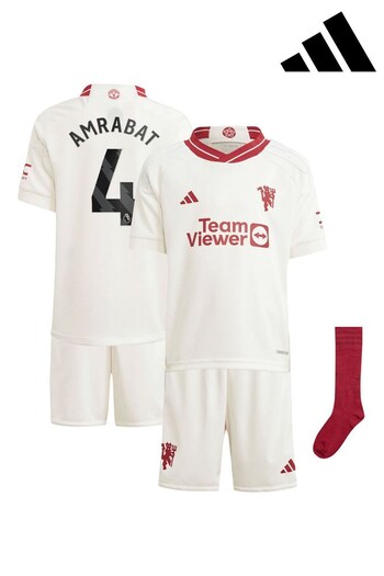 adidas White Manchester United EPL Third Minikit 2023-24 - Amrabat 4 (K89403) | £50