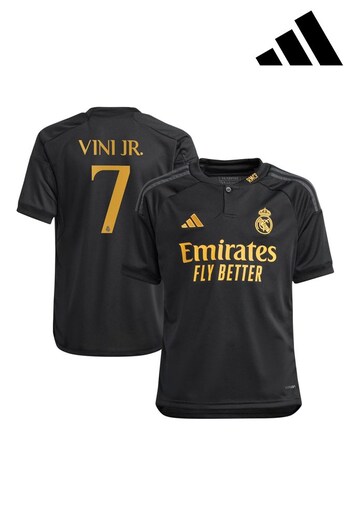 adidas Black Real Madrid Third Shirt 2023-24 - Vini Jr. 7 (K89483) | £70