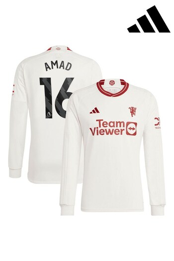 adidas White Manchester United EPL Third Shirt 2023-24 - Amad 16 (K89487) | £100