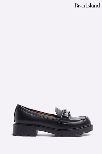 River Island Black Chunky Snaffle Loafers (K89502) | £38