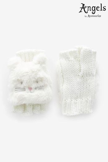 Angels By Accessorize Natural Fluffy Bunny Capped Gloves (K89509) | £12.50