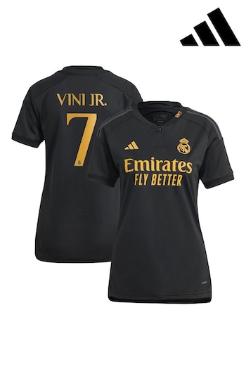 adidas Black Real Madrid Third Shirt 2023-24 - Vini Jr. 7 Womens (K89513) | £98