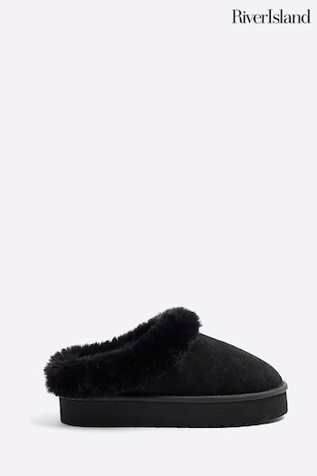 River Island Black Platform Slippers (K89574) | £28