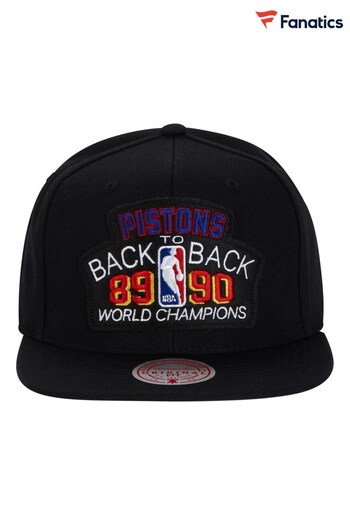 Fanatics NBA Detroit Pistons Hardwood Classics Back to Back Champs Snapback Black Hat (K89765) | £30