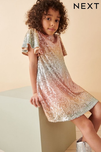 Orange/Blue Ombre Sequin Sparkle Party Tall Dress (3-16yrs) (K89849) | £22 - £28