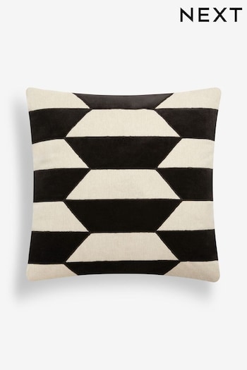 Black/White Blakey Velvet Cushion (K89891) | £24