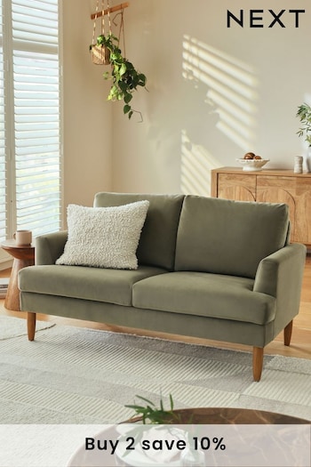 Soft Velvet Sage Green Murphy Compact 2 Seater Sofa In A Box (K90107) | £425