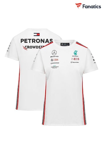 Fanatics Mercedes AMG Petronas F1 2023 Team Driver White T-Shirt Womens (K90168) | £62