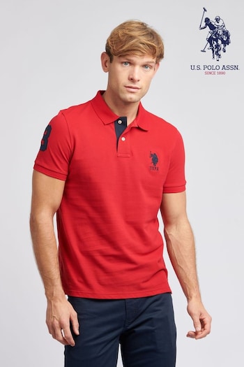 U.S. Polo Assn. Regular Fit Mens Pink Player 3 Pique Polo Shirt (K90235) | £55