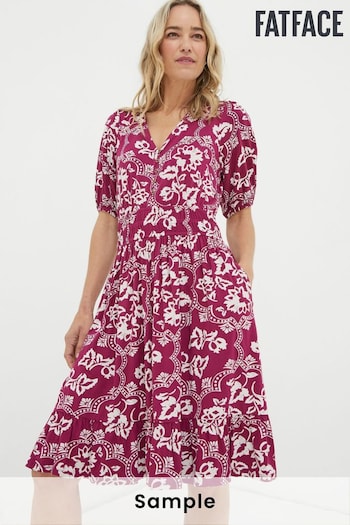 FatFace Red/White Lottie Wallpaper Jersey Dress (K90367) | £52