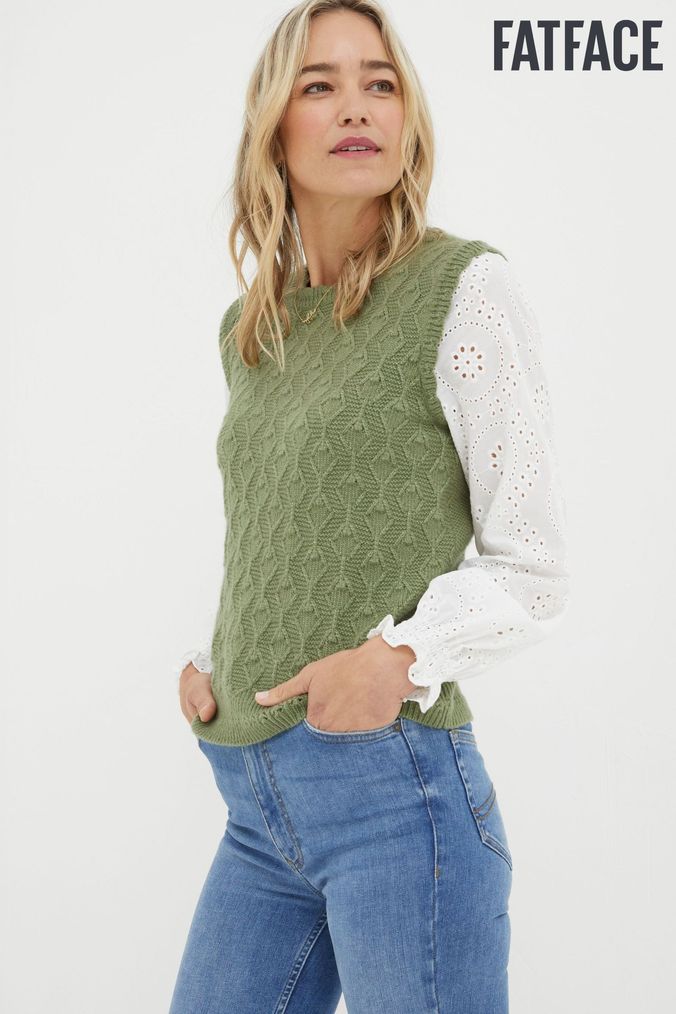 Green hotsell sleeveless jumper