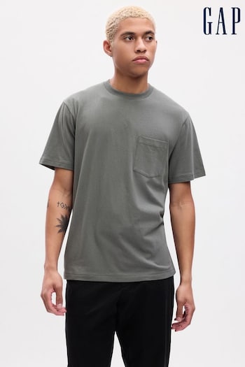 Gap Grey Original Pocket Short Sleeve Crew Neck T-Shirt (K90400) | £14