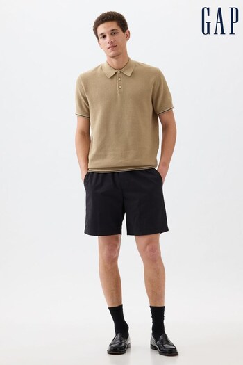 Gap Beige Textured Jumper Short Sleeve Polo Shirt (K90429) | £30
