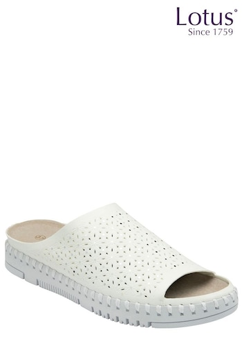 Lotus White Open Toe Mule Sandals (K90519) | £45