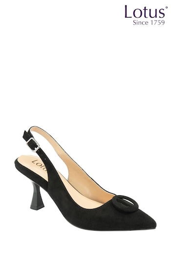 Lotus Black Slingback Suede Court Shoes (K90537) | £75