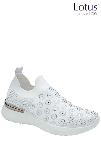 Lotus White Casual Knit Trainers (K90549) | £45