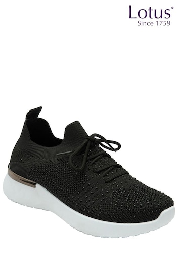 Lotus Black Casual Knit Trainers (K90556) | £45
