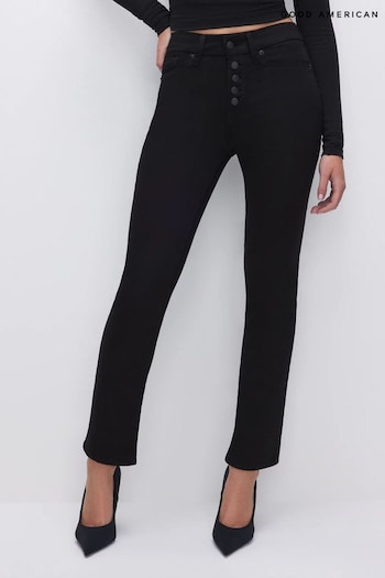 Good American Black Good Legs Straight Never Fade Jeans sequin-embellished (K90610) | £138