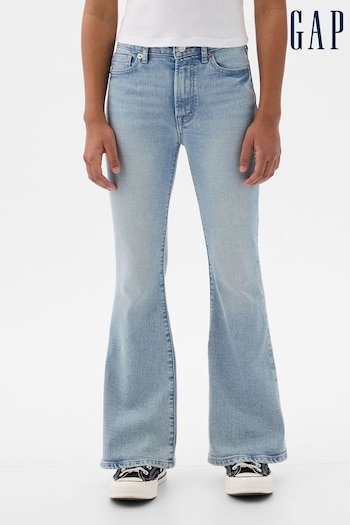 Gap Blue High Waisted 70s Distressed Flare Washwell Jeans (5-13yrs) (K90611) | £25