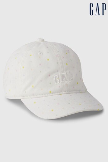 Gap White Organic Cotton Arch Logo Baseball Hat (K90629) | £10