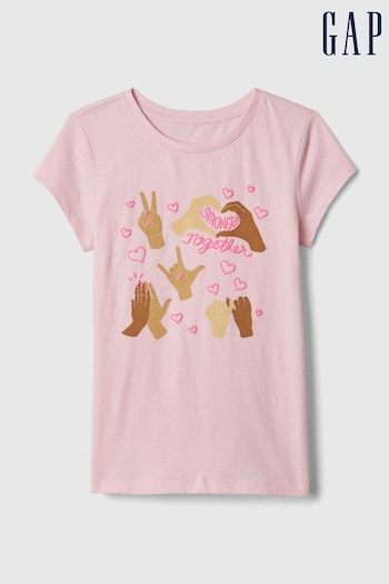 Gap Pink Graphic Short Sleeve Crew Neck T-Shirt (4-13yrs) (K90631) | £10