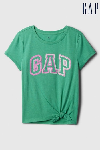 Gap Green Logo Knot-Tie Short Sleeve Crew Neck T-Shirt (4-13yrs) (K90633) | £12
