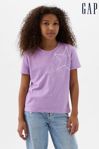 Gap Purple Star Logo Crew Neck Short Sleeve T-Shirt (4-13yrs) (K90636) | £10