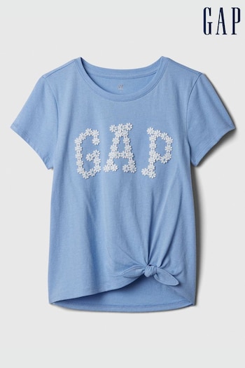 Gap Blue Logo Knot-Tie Short Sleeve Crew Neck T-Shirt (4-13yrs) (K90646) | £12